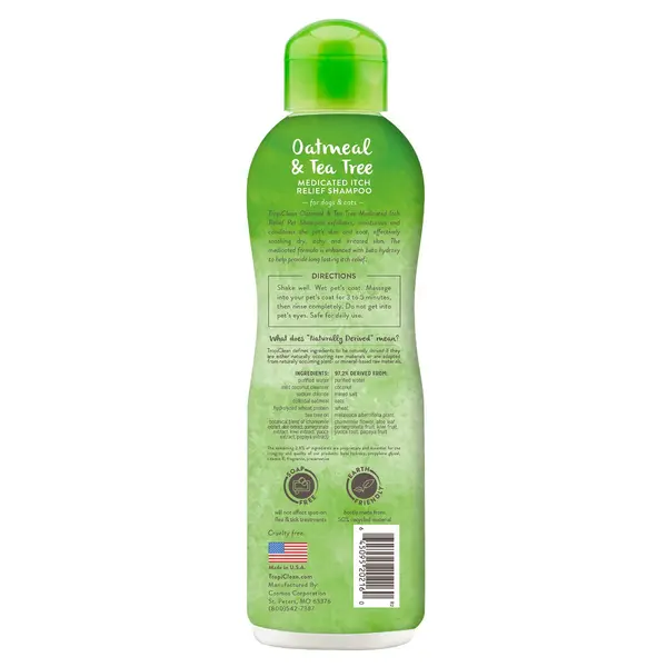 TropiClean Medicated Anti Itch Oatmeal and Tea Tree - Лечебен Шампоан против Сърбеж с Овес и Чаено Дърво - 355 мл