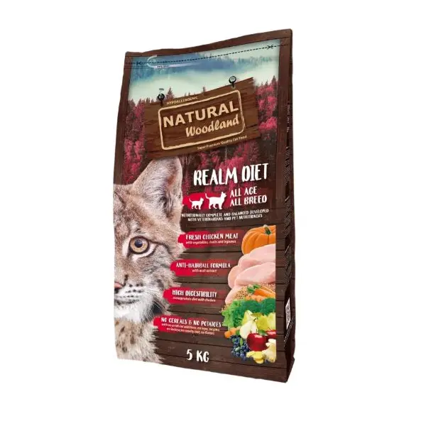 Natural Woodland Realm Diet - Суха храна за котки с пилешко месо без зърнени храни - 5 кг