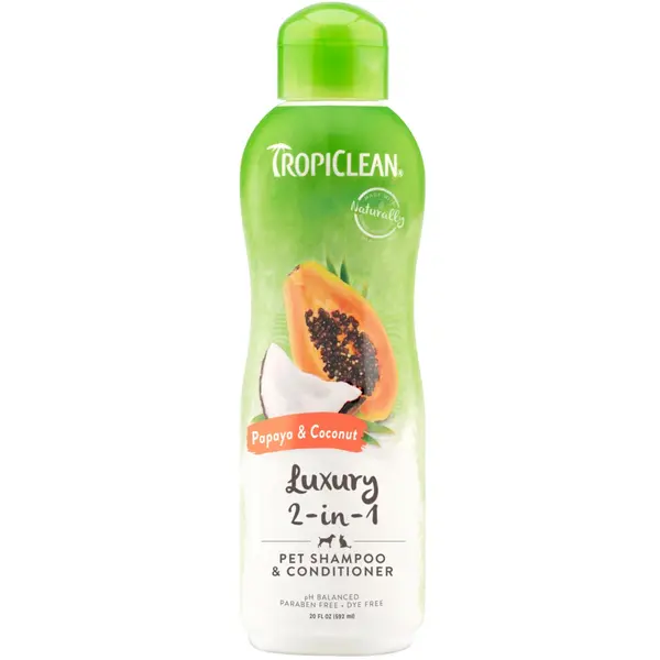 TropiClean Papaya and Coconut Luxury 2 in 1 - Шампоан и Балсам с Папая и Кокос за кучета и котки - 355 мл