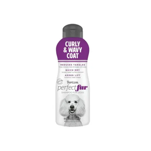 TropiClean Perfect Fur Curly & Wavy Coat Shampoo - Шампоан за Кучета с Къдрава и Вълниста Козина - 473 мл