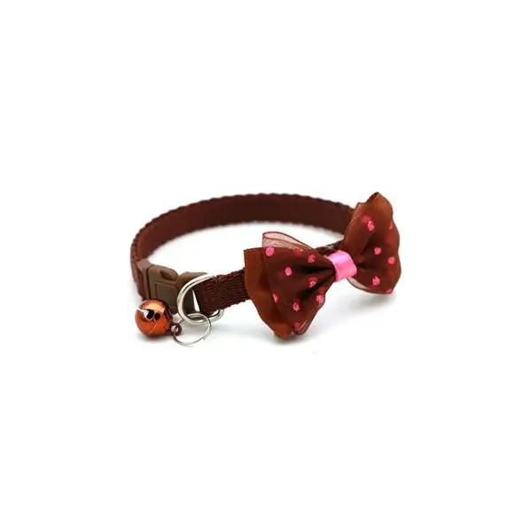 PlayMe Dog collar with bow tie - Нашийник с папионка 19-32 см - кафяв
