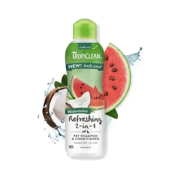 TropiClean Watermelon Luxury 2 in 1 - Шампоан и Балсам с Диня за кучета и котки - 355 мл