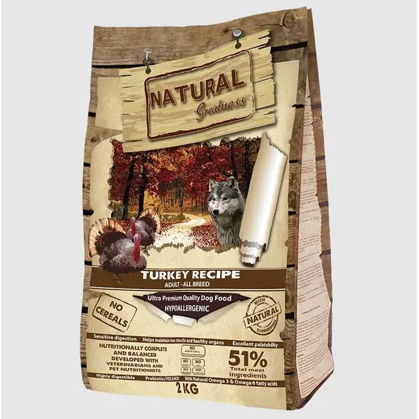 Natural Greatness Turkey Sensitive Digestion - Суха храна с пуешко за кучета от всички породи - 2 кг