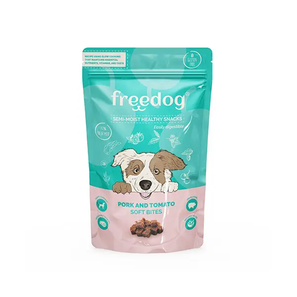 Freedog Snack Semi-Moist Pork & Tomato - Лакомство за кучета - меки хапки Свинско & домати - 100 г