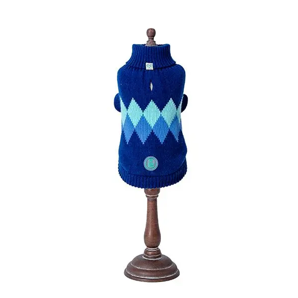Freedog Rhombus Sweater BLUE - Пуловер за кучета на ромбове, син