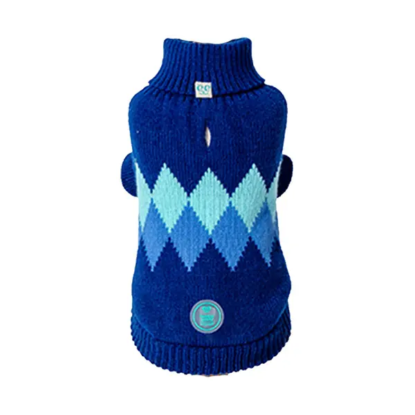 Freedog Rhombus Sweater BLUE - Пуловер за кучета на ромбове, син