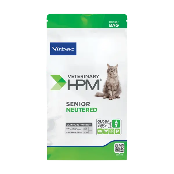 Virbac HPM Senior Neutered Cat - пълноценна храна за кастрирани котки над 10 години - 7 кг