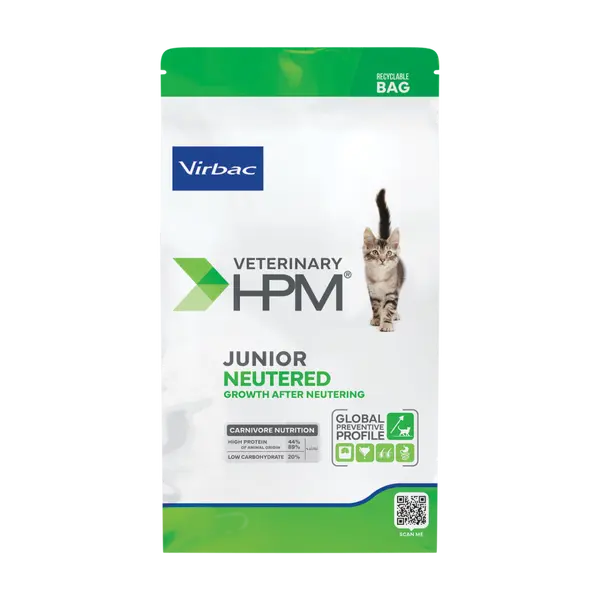 Virbac HPM Junior Neutered Cat- пълноценна храна за малки котенца от кастрация до 12 месеца - 1,5 кг