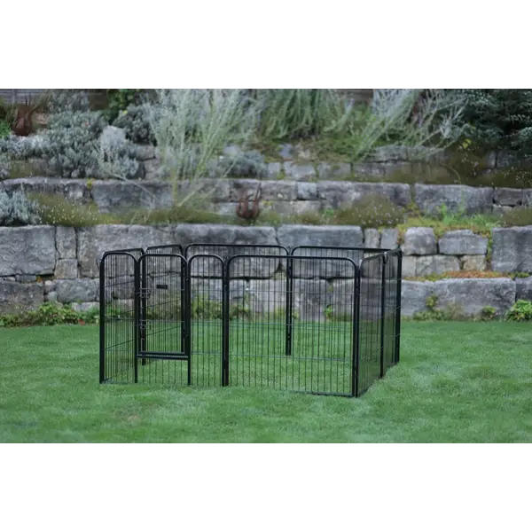 Kerbl Dog and Puppy Outdoor Pen – Метално заграждение за кучета или котенца, усилена с врата, 8 части