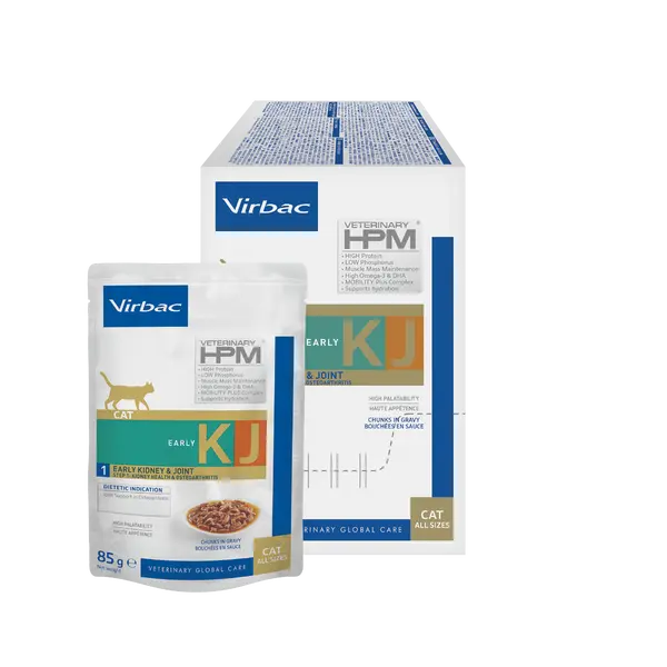 Virbac Cat Early Kidney Care Pouch - Диетична мокра храна за котки с бъбречна недостатъчност, пауч хапки в сос грейви - 12х85 г