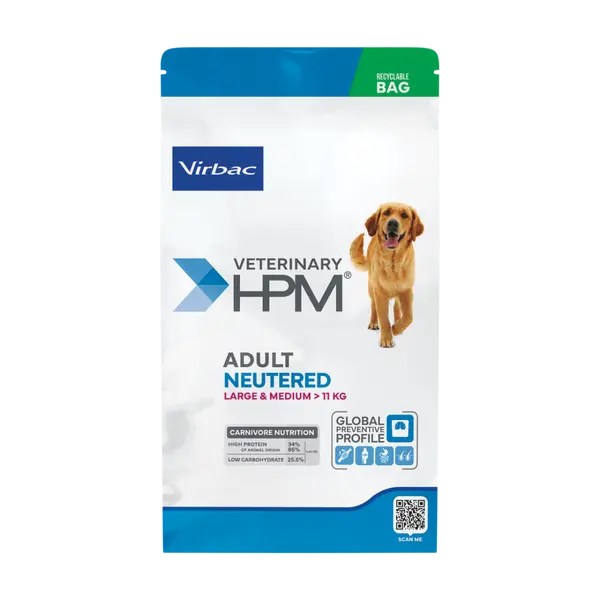 Virbac HPM Adult Neutered Dog Large & Medium- за кастрирани кучета средни и големи породи - 12 кг