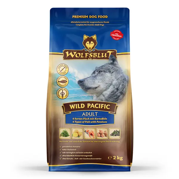 Wolfsblut Wild Pacific Adult - храна за кучета с дива тихоокеанска риба и картофи, 2 кг
