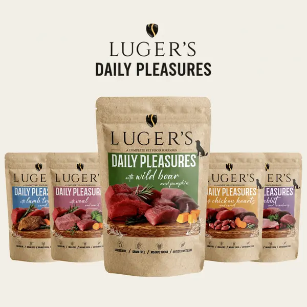 Luger`s Daily Pleasures Dog Adult - Пълноценна мокра храна за кучета с глиган и тиква - пауч 10 х 500 г