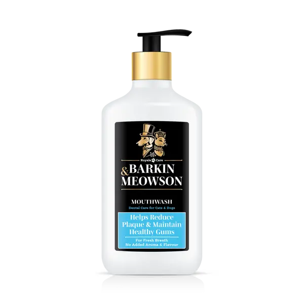 Barkin & Meowson – Вода за уста с пребиотик за кучета и котки, без вкус и аромат, 350 мл