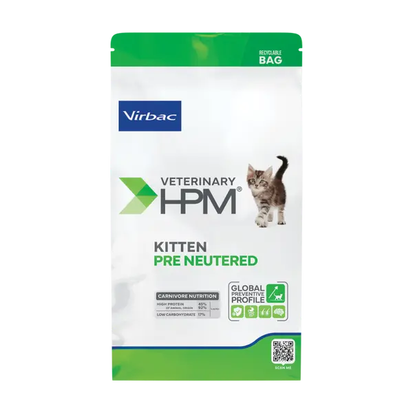 Virbac HPM Kitten Pre Neutered Cat - пълноценна храна за малки котенца до 12 месечна възраст или до до кастрация - 1,5 кг