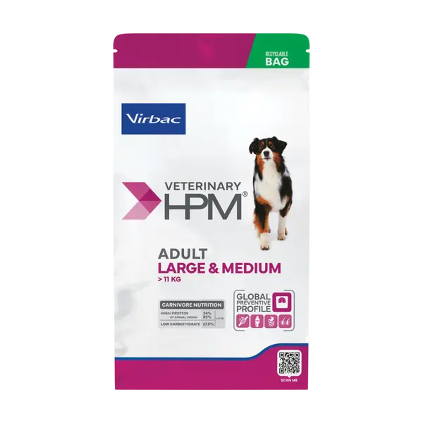 Virbac HPM Adult Large & Medium Dog - за кучета средни породи над 12 месеца и кучета големи породи над 18 месеца - 16 кг
