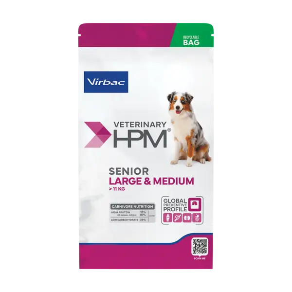 Virbac HPM Senior Large & Medium Dog - за кучета средни породи над 8 години и кучета големи породи над 6 години - 12 кг