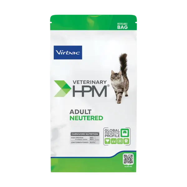 Virbac HPM Adult Neutered Cat - пълноценна храна за кастрирани котки над 12 месеца - 3 кг