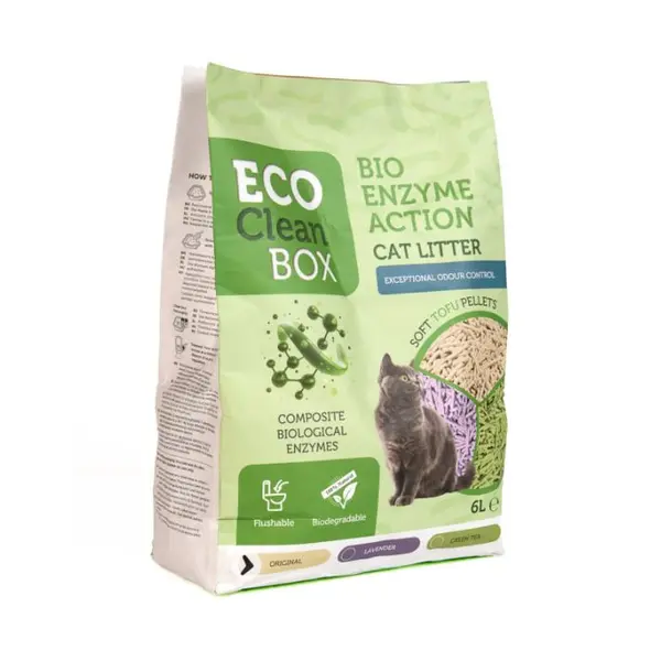 Eco Clean Box Тофу котешка тоалетна с биоензими НАТУРАЛ, 2.5кг / 6л