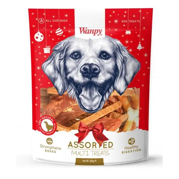Wanpy Christmas Assorted Multi Treats - Коледен микс от най-предпочитаните лакомства на Wanpy, 300 г