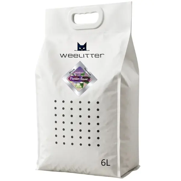 Weelitter PLUS Passion Flower 6 л. - Натурална, биоразградима соева котешка тоалетна + тапиока, аромат Пасифлора - 6л