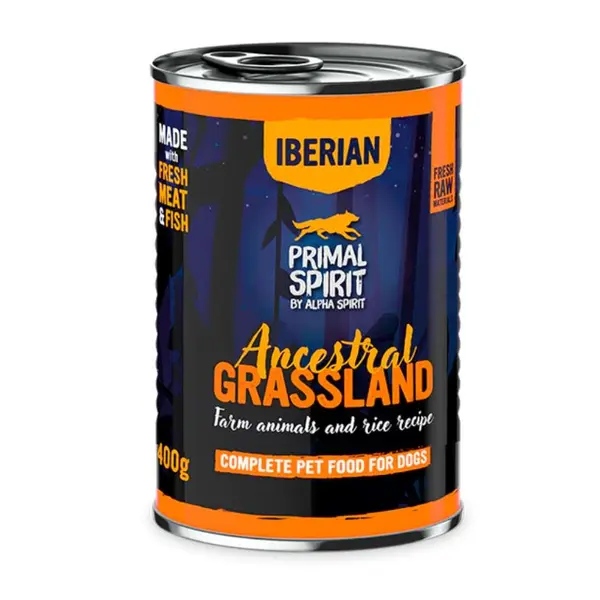 Primal Spirit Ancestral Grassland - Пълноценна мокра храна за кучета със свинско месо - консерва 400 г