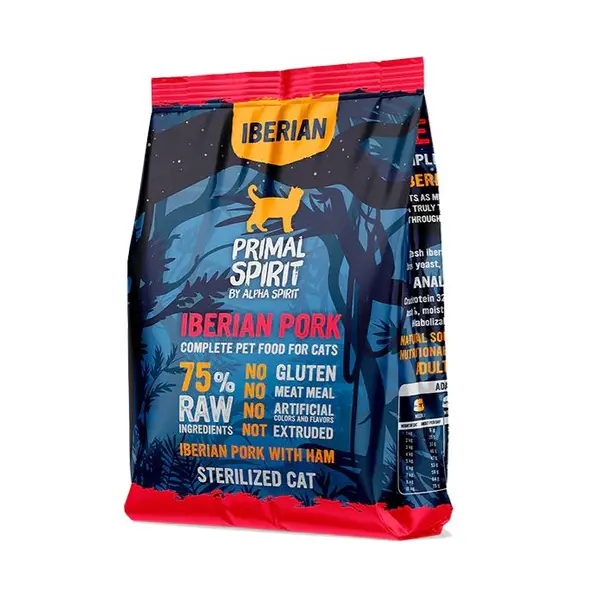 Primal Spirit IBERIAN Pork for sterilized cats - Суха храна за кастрирани котки с Иберийско свинско месо - 1кг