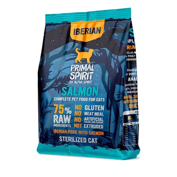 Primal Spirit IBERIAN Salmon for sterilized cats - Суха храна за кастрирани котки с Иберийско свинско месо и сьомга - 1кг