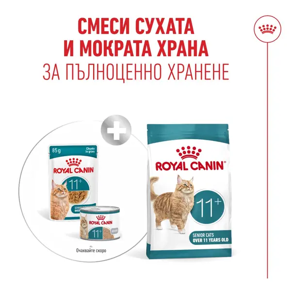 Royal Canin Ageing 11+ - Пълноценна мокра храна за котки над 11 години, хапки в сос - пауч 12х85г