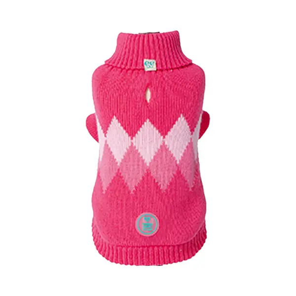 Freedog Rhombus Sweater PINK - Пуловер за кучета на ромбове, розов