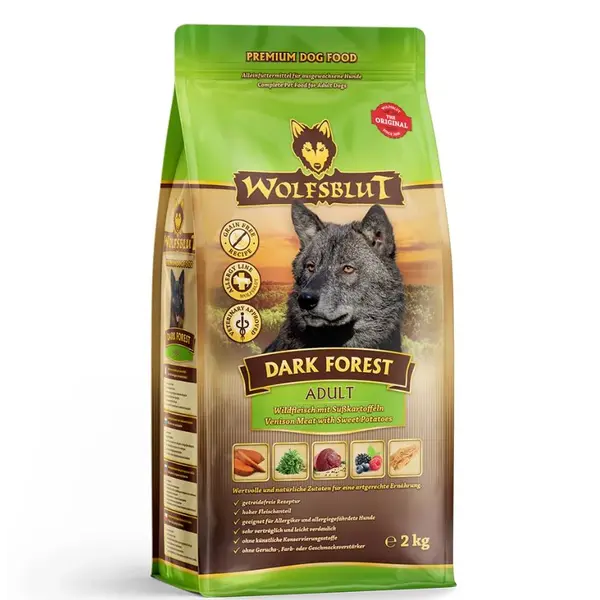 Wolfsblut Dark Forest Adult - суха храна за кучета с дивечово месо и сладки картофи, 2 кг