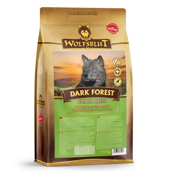 Wolfsblut Dark Forest Small Breed - суха храна за дребни породи кучета с дивечово месо и сладки картофи, 7,5 кг
