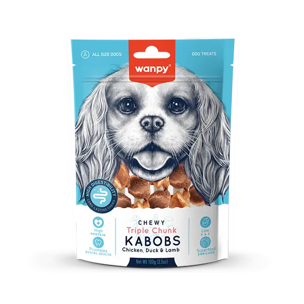 Wanpy Kabobs - лакомства за кучета, шишчета с пилешко, патешко и агнешко, 100 г