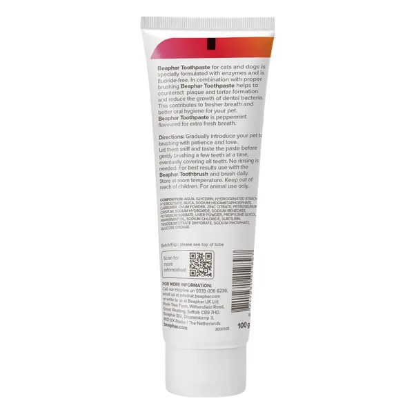 Beaphar Peppermint & Parsley Flavour Toothpaste with Enzymes - Паста за зъби за кучета и котки с вкус на мента и магданоз, 100 г