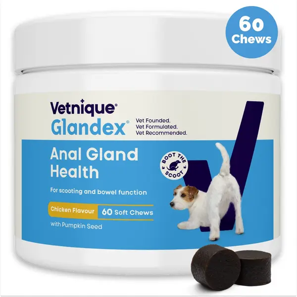 Glandex Dog – дъвчащи таблетки за анални жлези с пробиотици, за кучета - 60 дъвчащи таблетки