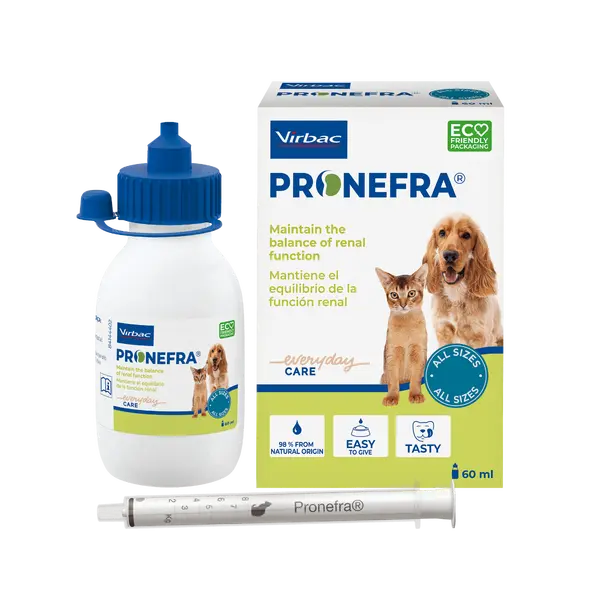 Virbac Pronefra® - Орална суспензия, подпомагаща функцията на бъбреците при кучетата и котките - 60 мл