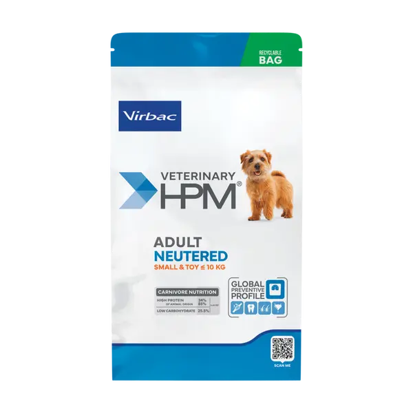 Virbac HPM Adult Neutered Dog Small & Toy- за кастрирани кучета мини и малки породи  над 10 месеца - 7 кг