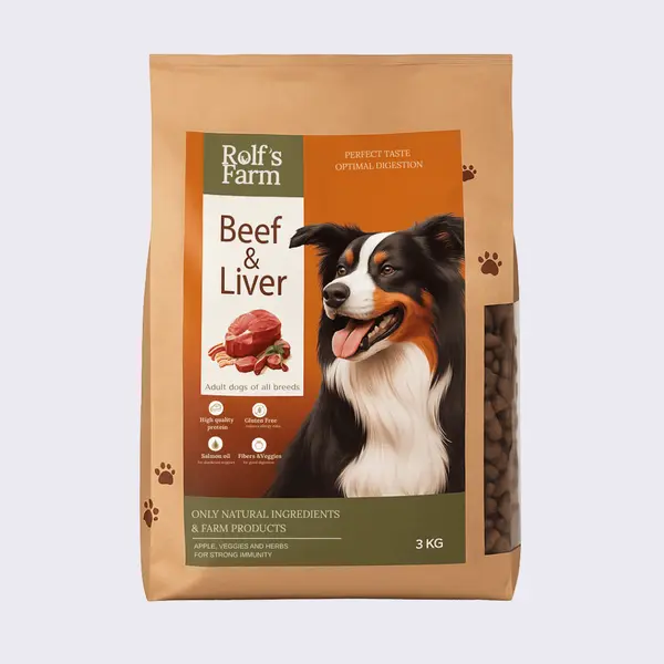 Rolf’s Farm Adult Beef&Liver – храна за кучета над 1 година с говеждо и дроб, 3 кг