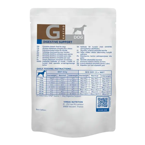 Virbac Dog Digestive Support G  Pouch - Диетична мокра храна за кучета с храносмилателни нарушения, мус в пауч - 9 х 300 г