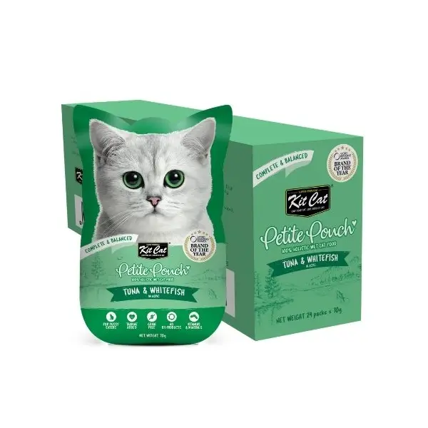 Kit Cat tuna & Whitefish  pouch – Пълноценна мокра храна за котки в зряла възраст, риба тон и бяла риба в желе, пауч 70 г