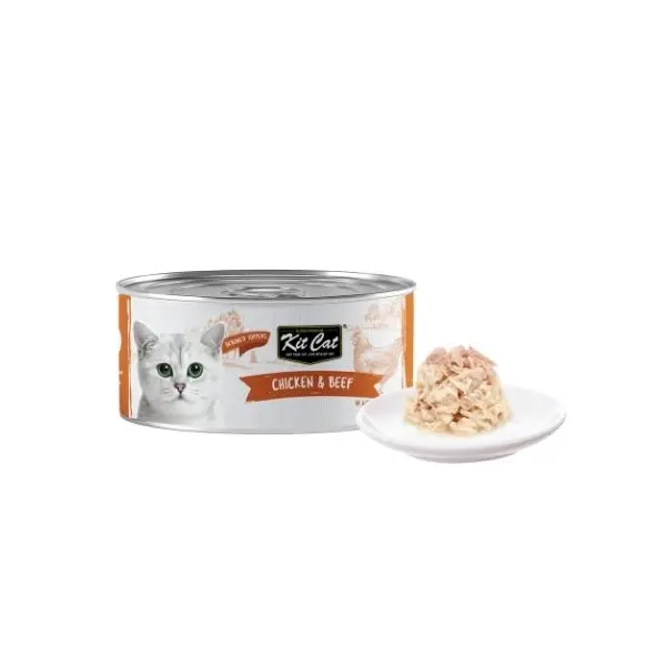 Kit Cat deboned toppers chicken & beef   – Допълваща мокра храна за котки, пилешко и телешко в желе, консерва 80 г