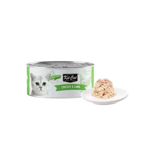 Kit Cat deboned toppers Chicken & Lamb  – Допълваща мокра храна за котки, пилешко и агнешко в желе, консерва 80 г
