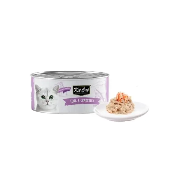 Kit Cat deboned toppers tuna & crabstick – Допълваща мокра храна за котки, риба тон и рулца от раци, консерва 80 г