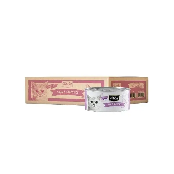 Kit Cat deboned toppers tuna & crabstick – Допълваща мокра храна за котки, риба тон и рулца от раци, консерва 80 г