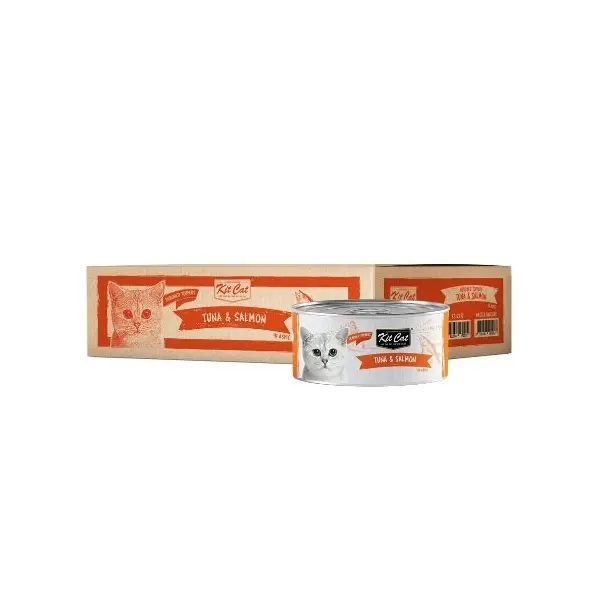 Kit Cat deboned toppers tuna & salmon – Допълваща мокра храна за котки, риба тон и сьомга, консерва 80 г