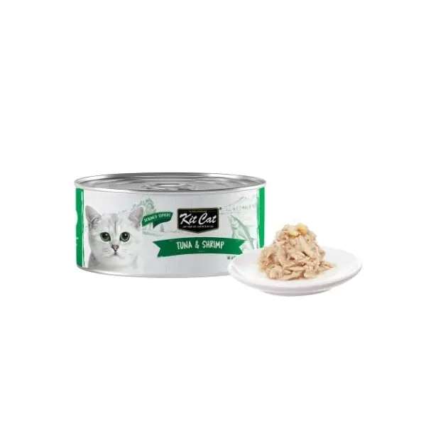 Kit Cat deboned toppers tuna & shrimp – Допълваща мокра храна за котки, риба тон и скариди в желе, консерва 80 г