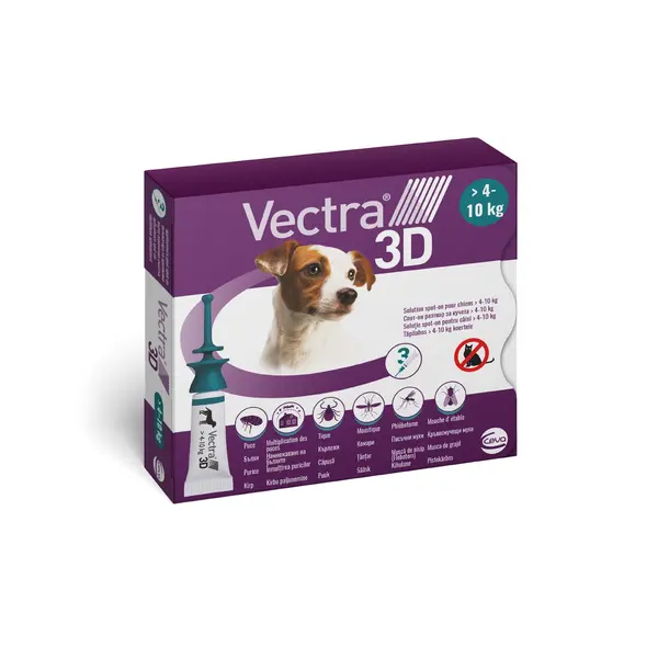 Ceva Vectra 3D - спот он форма за външно обезпаразитяване на кучета от 1,5 кг до 4 кг - СРОК 05.2026