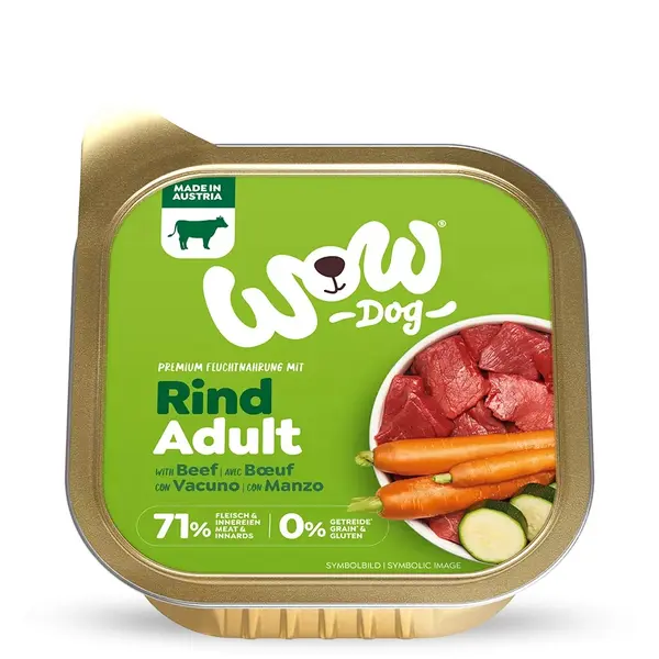 WOW Dog Adult beef with carrots and courgette - Пастет за кучета с говеждо, моркови и тиквички - 150 г