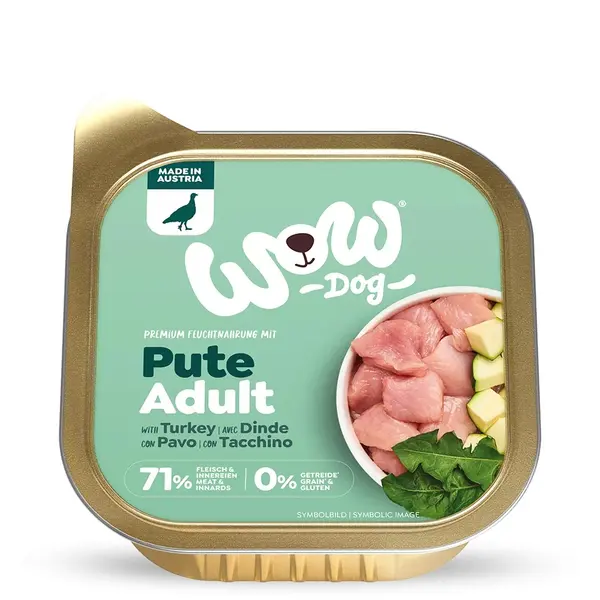 WOW Dog Adult turkey with courgette and dandelion - Пастет за кучета - пуешко с тиквичка и глухарче, 150 г