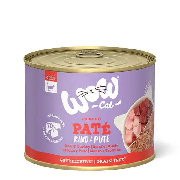 WOW Cat Adult Paté Beef & Turkey - Пастет за котки с говеждо и пуешко месо - консерва 200 г
